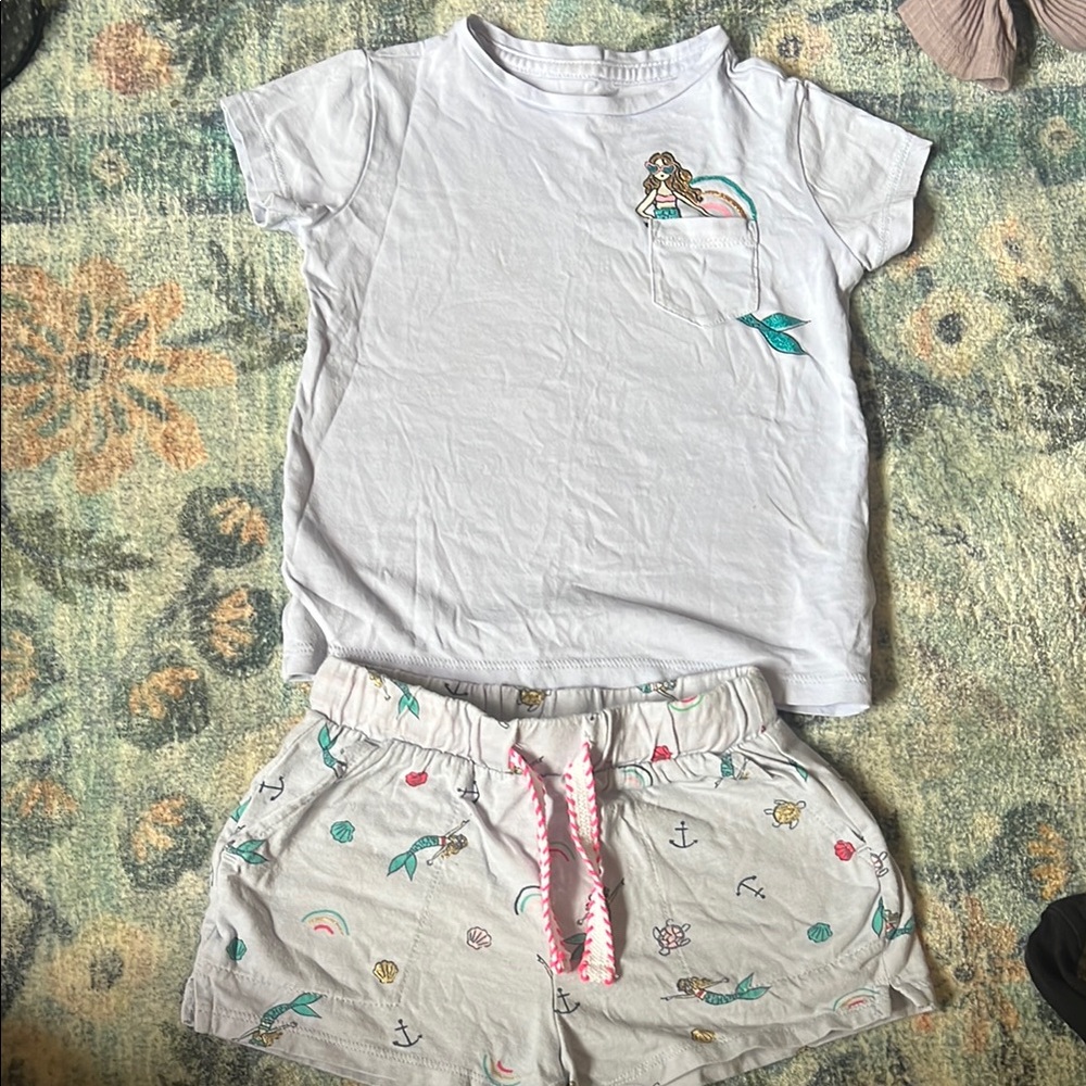 Mermaid Graphic Kids' T-Shirt and Shorts Set